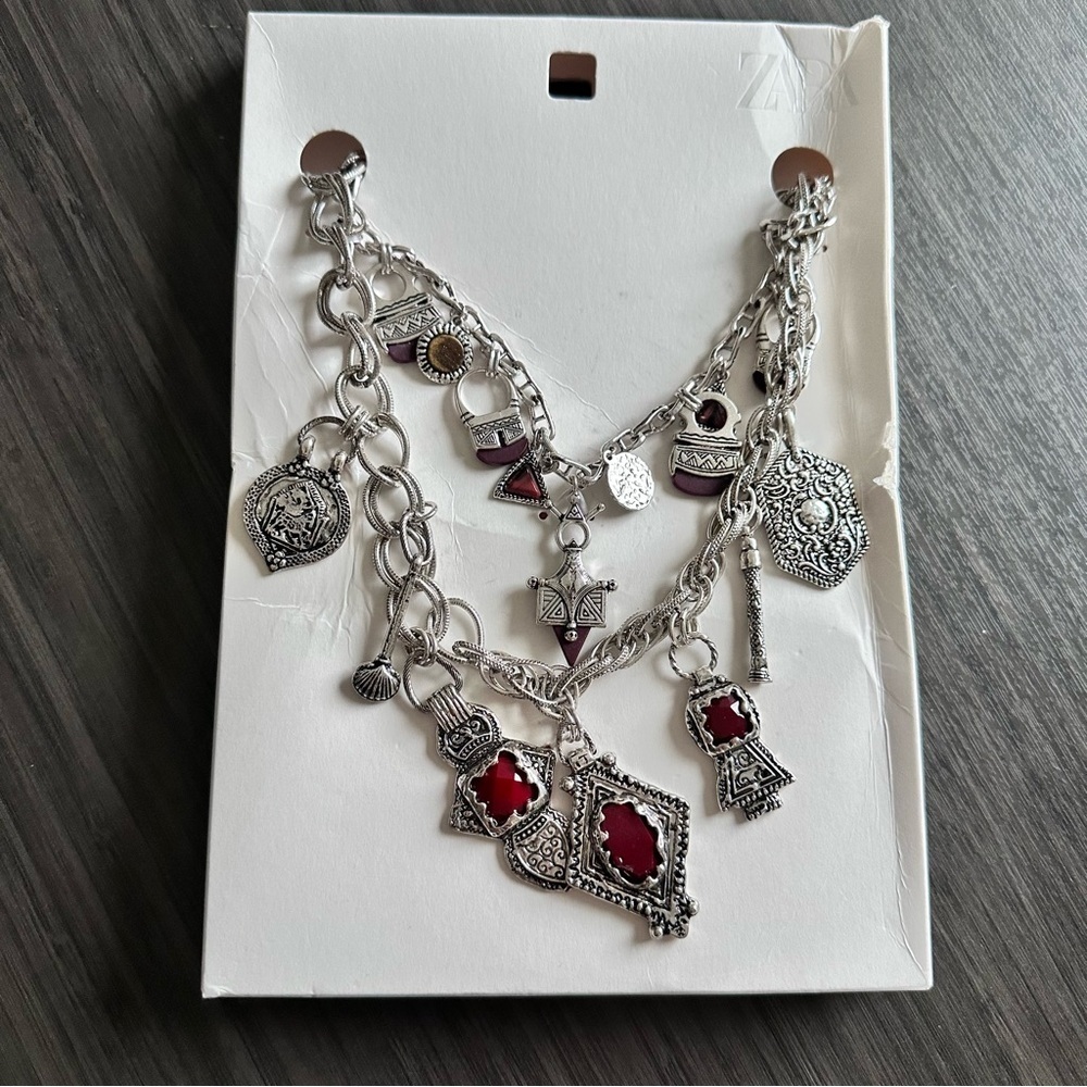 Zara Charm Necklace in Silver Tone